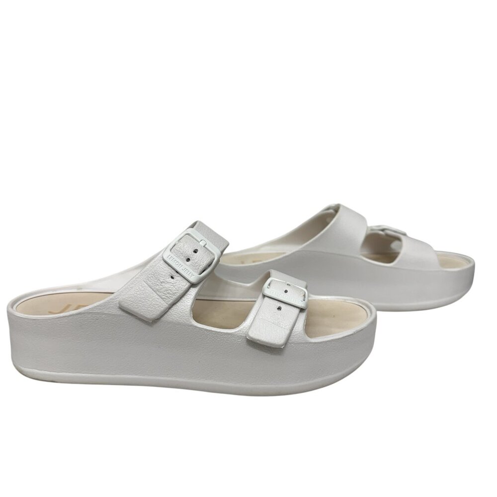Lemon Jelly Fenix Pearl Metal White Adjustable Buckle Sandals Women's size 10